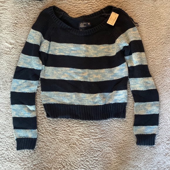 American eagle SMALL NWT blue stripe sweater - Picture 1 of 3